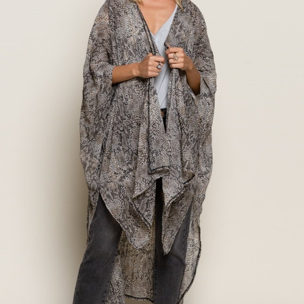 Last Small! NWT POL Snake Skin Printed Sheer Kimono S/M/L - Picture 8 of 12